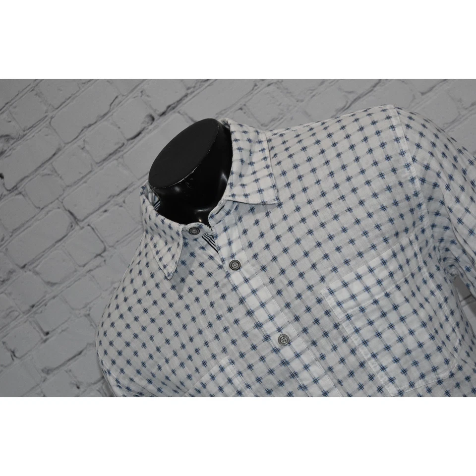 Camisa de vestir Carbon 2 Cobalto para hombre talla grande blanca azul algodón geométrico Foto 1 de 4