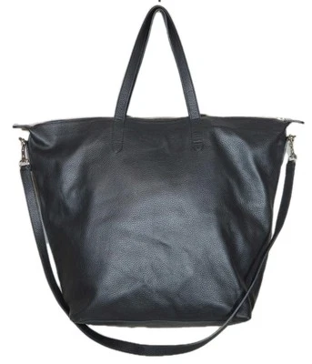 CUYANA Oversized Carryall Tote Black Pebbled Leather Zip Closure Removable Strap - Image 1 of 4