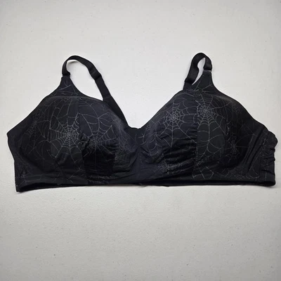 Torrid Curve Women Bra 46D Black Spiderweb T Shirt Wireless Halloween - Image 1 of 4
