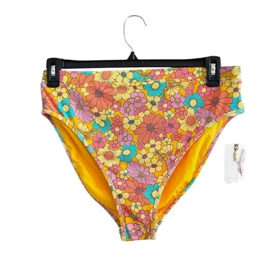 Pantalones de bikini Jessica Simpson para mujer XL amarillo rosa floral lino multi natación nuevos con etiquetas Foto 1 de 4