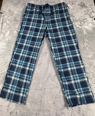 Pantalones de pijama de vellón para hombre TALLA XL azul verde azulado bolsillos a cuadros elásticos nuevos Foto 1 de 4