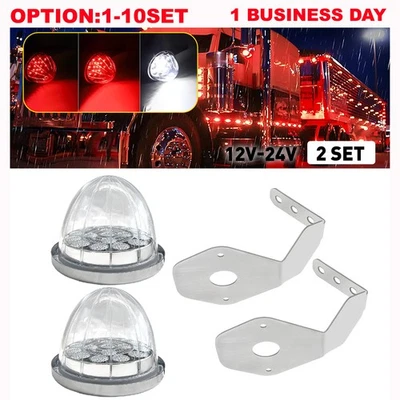 4 x светодиодный арбуз свет индикатор боковой маркер зазор красный белый с кронштейном - Изображение 1 из 4