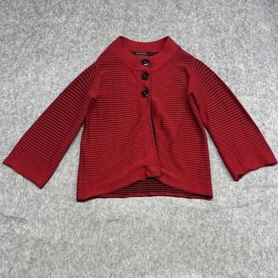 Suéter Nomadic Traders Mujer Pequeño Rojo Negro Rayas 3 Botones Cárdigan Chaqueta Foto 1 de 4