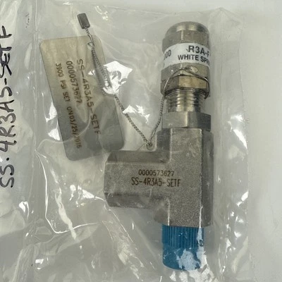 Swagelok Pressure Relief Valve SS-4R3A5-SETF White Spring R3A-F 3900 PSIG - Image 1 of 4