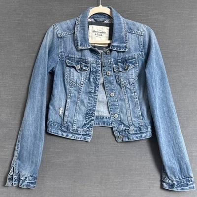 Chaqueta De Colección Abercrombie Fitch S Azul Jean Denim Trucker Años 90 y2k Recortada XS Foto 1 de 4