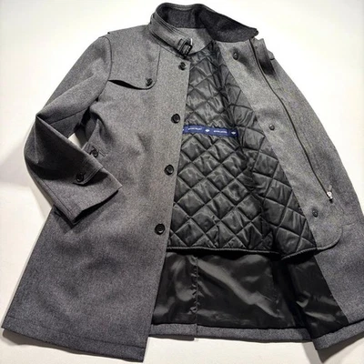 Casaco longo BEAMS HEART Houndstooth L poliéster não usado feito no Japão - Imagem 1 de 4