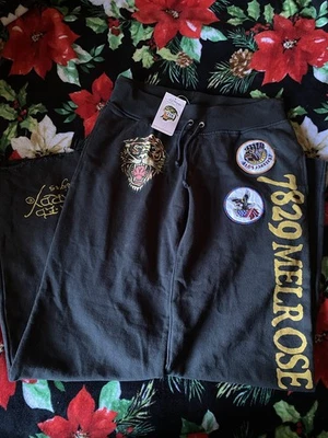 Tamanho Grande - NOVA Calça de Moletom Vintage Ed Hardy Preta Melrose - Imagem 1 de 4
