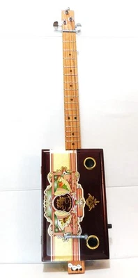 Guitarra caja cigarros, 3 cuerdas, trastes metálicos, sonido piezoeléctrico PU instalado (ver desc) Foto 1 de 3