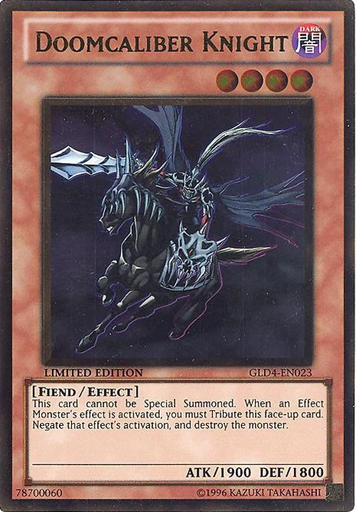 Yu-Gi-Oh Card - GLD4-EN023 - DOOMCALIBER KNIGHT (ultra rare holo) - NM/Mint - Image 1 of 1