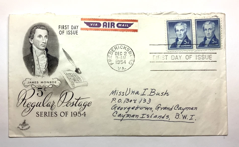 James Monroe -  5 cent US FIRST DAY COVER 1954 - Image 1 of 1