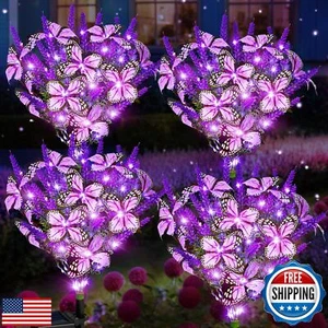 Solar Garden Lights, Solar Lavender Butterfly Lights, Solar Flower Lights Out - Picture 1 of 5