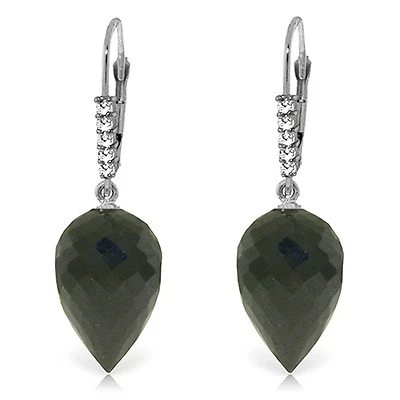 Pendientes de diamantes briolette de espinela negra de oro blanco macizo de 14 quilates de 24,65 quilates Foto 1 de 4