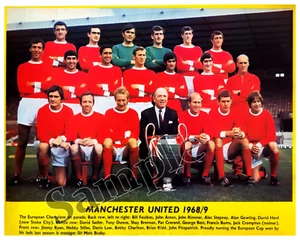 1968 - 69 Euro Champs Manchester United Team Pic with Names Color 8 x 10 Photo - Bild 1 von 1