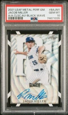 2021 Perfect Game AUTO Black Wave 4/5 JACOB MILLER Marlins BALTIMORE Ohio PSA 10 - Image 1 of 2