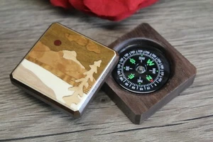 Compass Box Pocket Military Camping Army Hiking camping Wood Mountain Handmade - Picture 1 of 5
