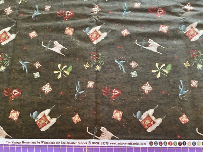 Tela de 2 yardas 24" The Vintage Homestead Whimsical de Red Rooster Animals 44" de ancho Foto 1 de 2