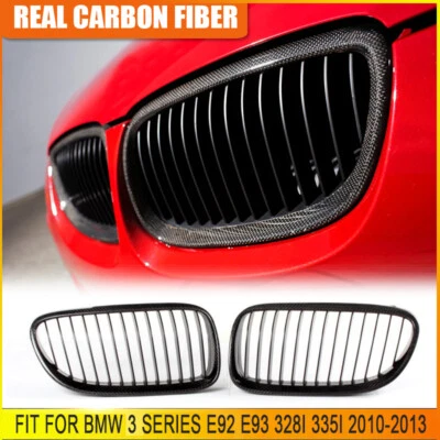 For BMW 3 Series E92 E93 328i 335i 10-13 REAL Carbon Front Bumper Grille Grill - Image 1 of 4