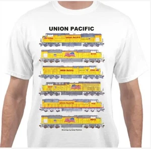 Union Pacific Locomotives Railroad T-Shirt by Andy Fletcher - Picture 1 of 1