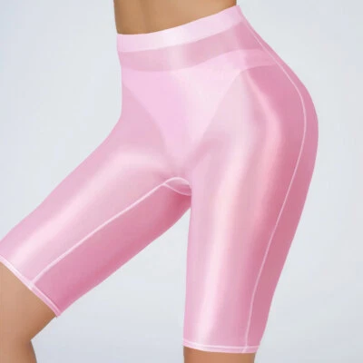 Mujeres Cintura Alta Brillante Brillante Pantalones Cortos Leggings Yoga Fitness Pantalones Cortos Ropa Interior Foto 1 de 4