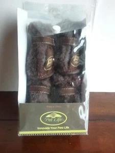 Pet Life Paw Wear with Thinsulate Brown Suede and Faux Fur Size Medium NIB - Picture 1 of 3