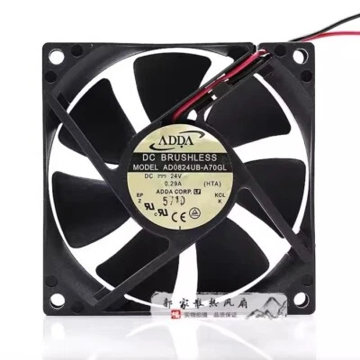 ADDA AD0824UB-A70GL 8025 DC24V 0.29A 8CM 2-Wire Ball Inverter Cooling Fan - Image 1 of 2