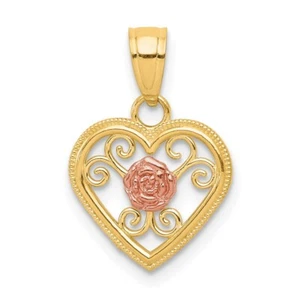 Real 10kt Two-tone Small Heart Charm - Picture 1 of 5