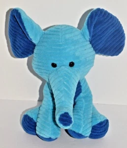 Wal-Mart Plüschtier 2-farbig blau gerippt Raupenille sitzender Elefant 11" EUC!! - Bild 1 von 8