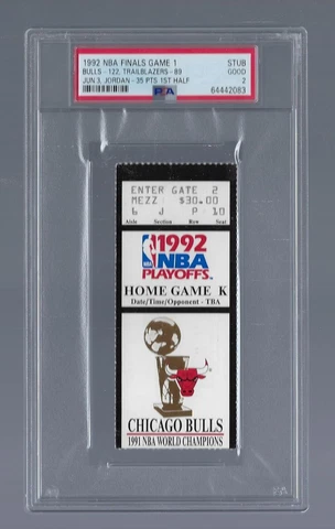 PSA 2 - MICHAEL JORDAN “SHRUG GAME” TICKET STUB BULLS 1992 NBA FINALS GAME 1 Cover
