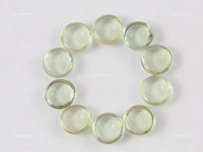 Green Amethyst Handmade Gemstone Jewelry Making Round Cabochon Natural 9X9MM - Image 1 of 4