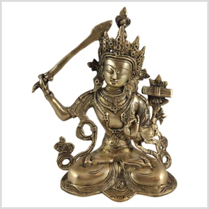 Buda Manjushri 27 cm 3 kg latón Tíbet Monju verde Tara Chen Rezig - hecho a mano - Imagen 1 de 4