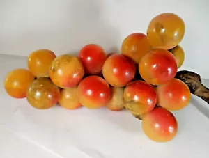 Pietra di alabastro italiana vintage rosso, arancio, giallo uva, gambo legno, Italia - Foto 1 di 11