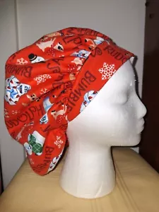 Rudolph Flannel Medical Surgical Bouffant Scrub Hat SIZES S,M,L - Picture 1 of 2