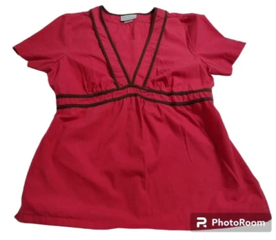 Women's Dark Pink Babydoll Scrub Top Katherine Heigl Collection by Peaches Sz M - Image 1 of 4