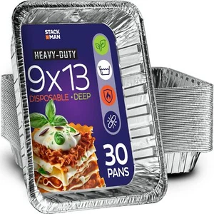 9X13 Aluminum Pans Disposable Foil Pans 30-Pack Half Size Deep Steam Table - Picture 1 of 7
