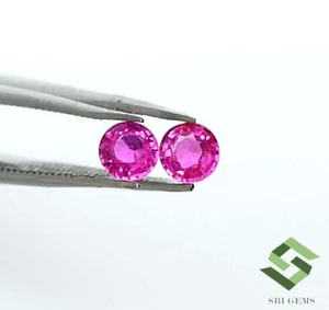 Certified Natural Ruby Round Cut Pair 4 mm 0.67 CTS Mozambique Loose Gemstones - Picture 1 of 8