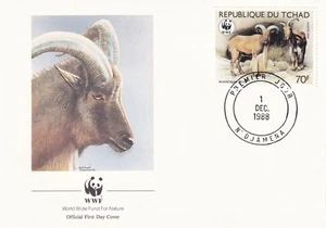 CHAD 1988 FIRST DAY COVERS, VARIOUS MOULFLONS, AMMOTRAGUS LERVIA WWF - Picture 1 of 4