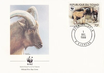 CHAD 1988 FIRST DAY COVERS, VARIOUS MOULFLONS, AMMOTRAGUS LERVIA WWF - Image 1 of 4