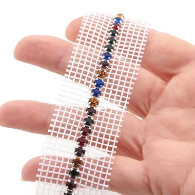 Trim Banding 1 meter ss20  Multicolor rhinestone mesh, strand silver prong - Image 1 of 4