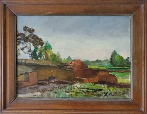 Pintura al óleo pintura paisaje páramo grabado turba Bernhard Huys Worpswede firmado - Imagen 1 de 11