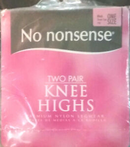 No Nonsense Knee Highs 2 Pairs NWOT New One Size Black Style 190 