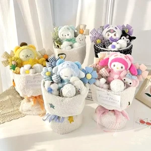 Sanrio Hello Kitty Bouquet Cute Cartoon Plush Doll Flower Cinnamoroll Kuromi My  - Picture 1 of 23