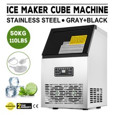 50kg 110V Commercial Ice Maker Cube Machine Built-In Undercounter Freestand