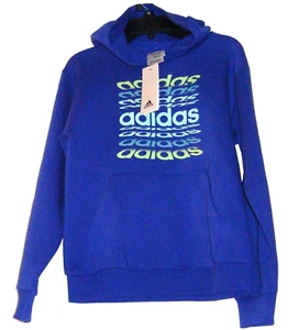 NEW WITH TAG - Adidas Boys Pullover Hooded Sweatshirt, Blue - Size M - 10/12 - Picture 1 of 1