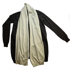 Frenckenberger Big Neck Cardigan Black Olive Chalk Cashmere Coatigan Small $1300 - Picture 1 of 14