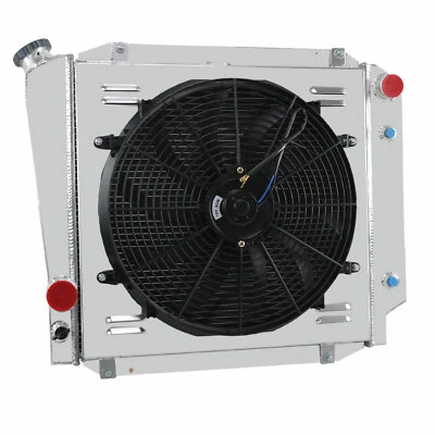 For 1966-1977 75 Ford Bronco 2.8/3.3/4.9/5.0L AT 4 Row Radiator+Shroud Fan+Relay Foto 1 de 4