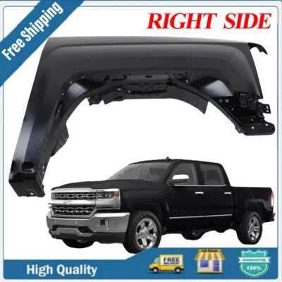 Front Right Fender Black Passenger Side For 2014-2018 Chevrolet Silverado 1500 Foto 1 de 4
