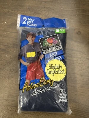 Roupa íntima fruit of the teom S 6-8 meninos boxers de malha vintage 1998 pacote com 2 - Imagem 1 de 2