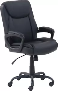 Classic Puresoft PU Padded Mid-Back Office Computer Desk Chair with Armrest, 26" - Picture 1 of 12