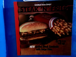 mcdonalds steak n fries translite sign 21 3/4" x 21 3/4", 1990 - Picture 1 of 2