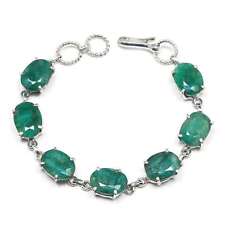 Emerald Gemstone Solid 925 Sterling Silver Handmade Bracelet Jewelry
